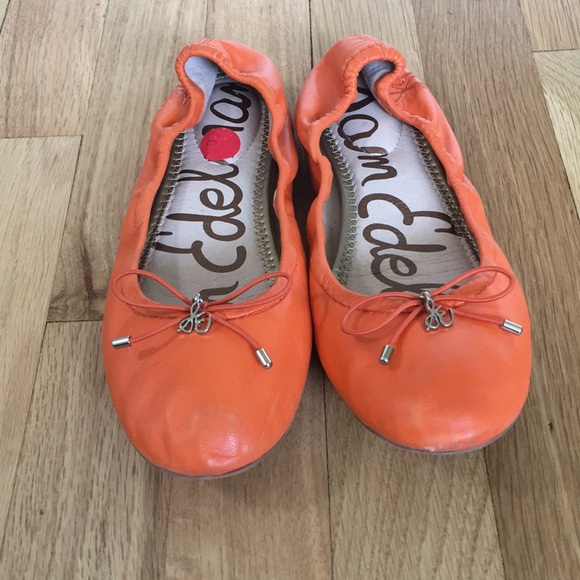 Sam Edelman Shoes - Sam Edelman Orange Leather Ballet Flats